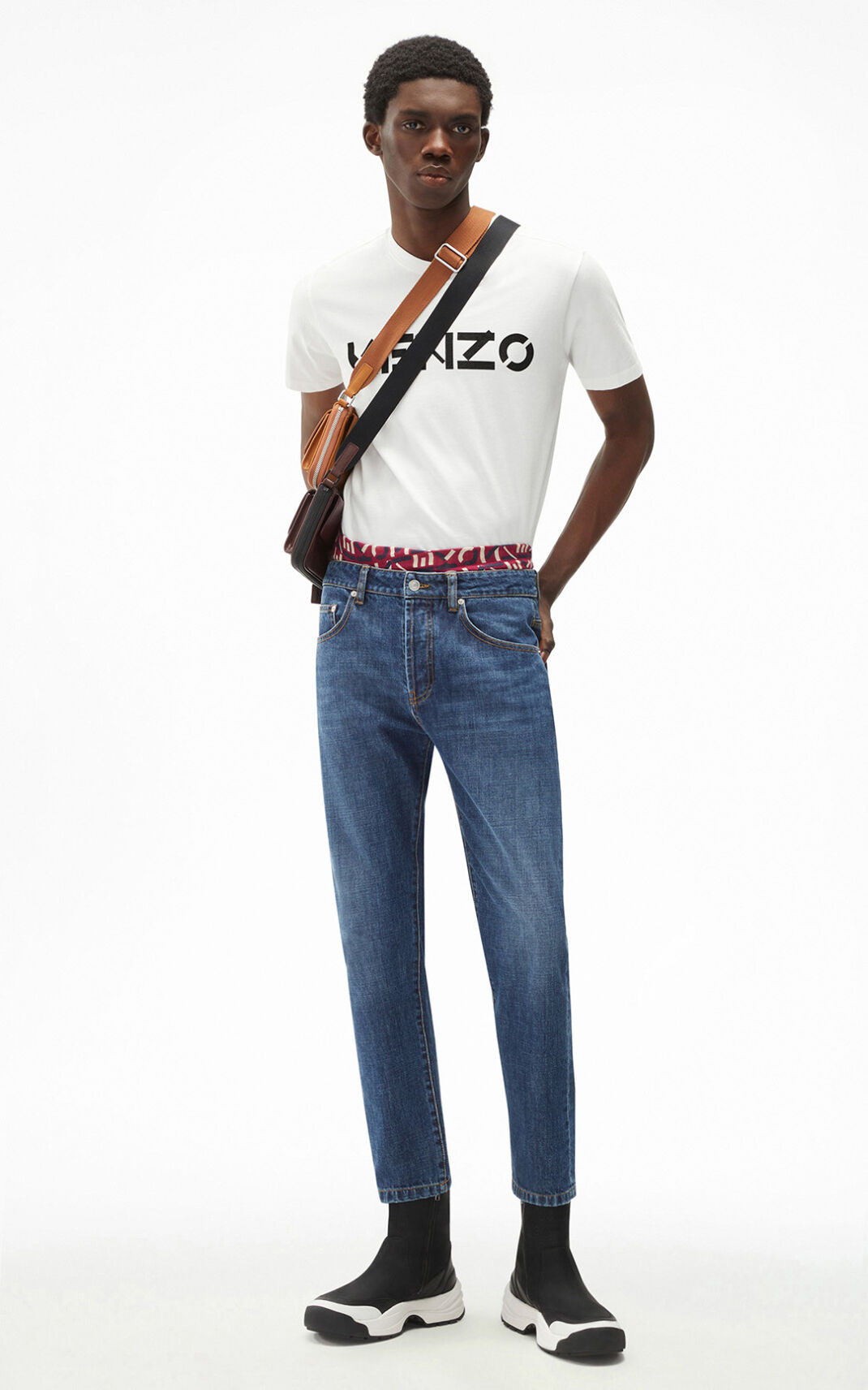 Kenzo Cropped Jeans Férfi Sötétkék Kék | ID.205979